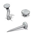 Set of cartoon steel nails Royalty Free Stock Photo