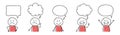 Set of cartoon stickmen with empty speech bubbles. Vector