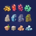 Set of Cartoon Stones and Minerals