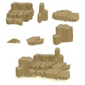 A set of cartoon stones and rocks in an isometric 3d style. Royalty Free Stock Photo