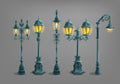 Set of cartoon street light. Royalty Free Stock Photo