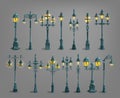 Set of cartoon street light. Royalty Free Stock Photo