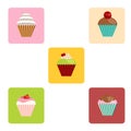 Set of cartoon-style cute muffin icons