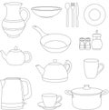 Set of cartoon tableware Royalty Free Stock Photo