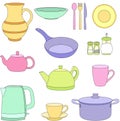 Set of cartoon tableware Royalty Free Stock Photo