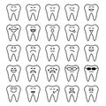 Set of cartoon teeth emotion icons Royalty Free Stock Photo
