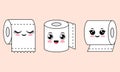 Set of cartoon toilet paper rolls Royalty Free Stock Photo