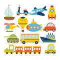 Set of cartoon transport. Transportation theme Royalty Free Stock Photo