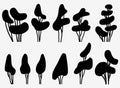 Set of cartoon tree silhouettes isolated on white background Royalty Free Stock Photo