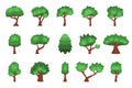 Set of Cartoon Trees Isolated Coniferous And Deciduous Plants on White Background. Forest And Garden Green Oak Royalty Free Stock Photo