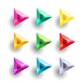 Set of cartoon triangle different color crystals