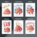 Set cartoon turd - funny illustration for your idea