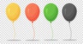 Set of cartoon vector colorful balloons isolated on transparent background. Royalty Free Stock Photo