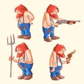 Set of cartoon vector rednecks Royalty Free Stock Photo