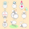 Set of cartoon vector sheeps