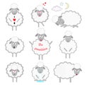 Set of cartoon vector sheeps