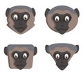 Set of cartoon vervet monkeys.