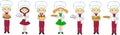 Set of cartoon waiter, cook and chef