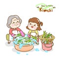 Set Cartoon washing vegetable character.
