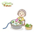 Set Cartoon washing vegetable character.