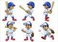 Set cartoon of white boy baseball player Royalty Free Stock Photo