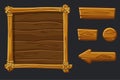 Set Cartoon wood assets, Interface and buttons For Ui Game