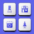 Set Cartridges, Hunting shop, Target sport and Tree icon. White square button. Vector