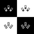 Set Cartridges icon isolated on black and white background. Shotgun hunting firearms cartridge. Hunt rifle bullet icon Royalty Free Stock Photo