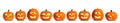 Set of carved Halloween pumpkins on white background.