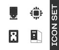 Set Case of computer, Optical disc drive, Hard disk HDD and Processor with CPU icon. Vector