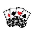 Set casino card and poker chips for casino games. Vector illustration Royalty Free Stock Photo