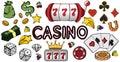 Set of casino icons and symbols Royalty Free Stock Photo