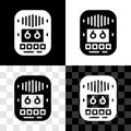 Set Cassette tape player icon isolated on black and white, transparent background. Vintage audio tape recorder. Vector Royalty Free Stock Photo