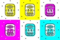 Set Cassette tape player icon isolated on color background. Vintage audio tape recorder. Vector Royalty Free Stock Photo