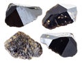 Set of cassiterite ore of tin crystals cutout Royalty Free Stock Photo