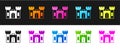 Set Castle icon isolated on black and white background. Vector Royalty Free Stock Photo