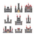 Set of castles of fairy tales in white background