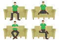 Set of casual man in various sitting positions