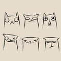 Set of cat face emotions.