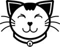 Cat happy flat icon illustration vector solid color