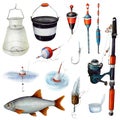 Set for catching fish with a float Royalty Free Stock Photo