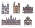 Set of cathedral line architecture in color