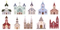 Set Of Catholic Churches, Featuring Stunning Architectural Diversity, Intricate Stained Glass Windows, And Peaks