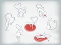 Set of cats with hearts for Valentines Day. EPS10 vector illustration. Royalty Free Stock Photo