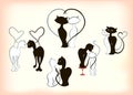 Set of cats in love by Valentines Day. EPS10 vector illustration Royalty Free Stock Photo