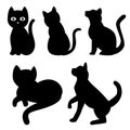 Set of cats silhouette, isolate on white background