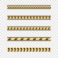 Set of caution danger tapes. Warning security vector. Barricade lines. Royalty Free Stock Photo