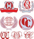 Set of CC monograms and emblem templates Royalty Free Stock Photo