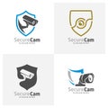 Set of CCTV Camera with Shield icon Logo Design Vector Template, Concept Symbol Royalty Free Stock Photo