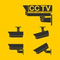 Set of CCTV icon on yellow background Royalty Free Stock Photo